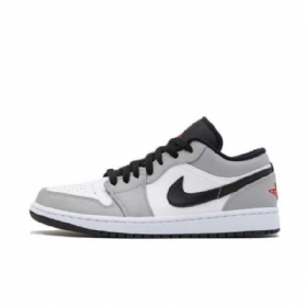 Nike Air Jordan 1 Low Tops Sko Til Damer Lysegrå Rød