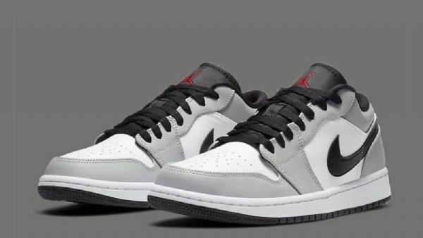 Nike Air Jordan 1 Low Tops Sko Til Damer Lysegrå Rød