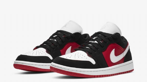 Nike Air Jordan 1 Low Tops Sko Til Damer Sort Hvid Rød