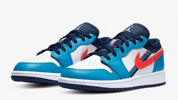 Nike Air Jordan 1 Low Tops Sko Til Mænd Blå Rød