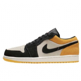 Nike Air Jordan 1 Low Tops Sko Til Mænd Gul Sort