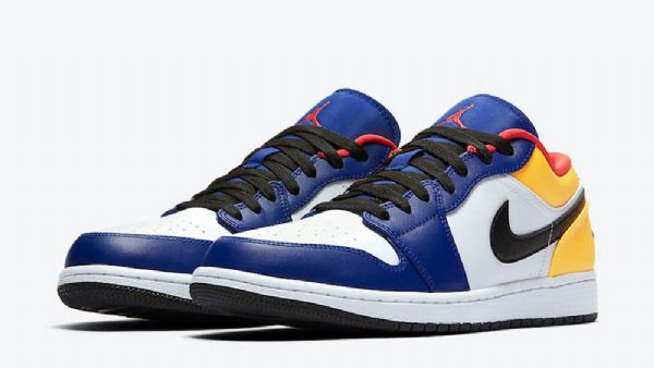 Nike Air Jordan 1 Low Tops Sko Til Mænd Hvid Marineblå Gul