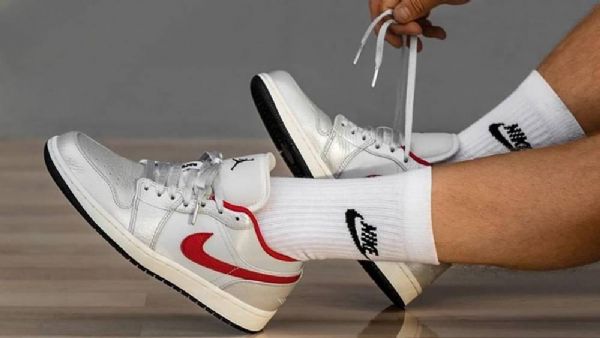 Nike Air Jordan 1 Low Tops Sko Til Mænd Hvid Rød