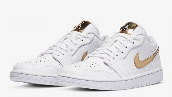 Nike Air Jordan 1 Low Tops Sko Til Mænd Hvidguld