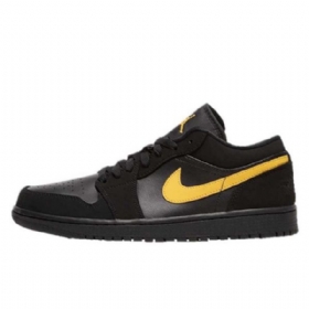 Nike Air Jordan 1 Low Tops Sko Til Mænd Sort Gul