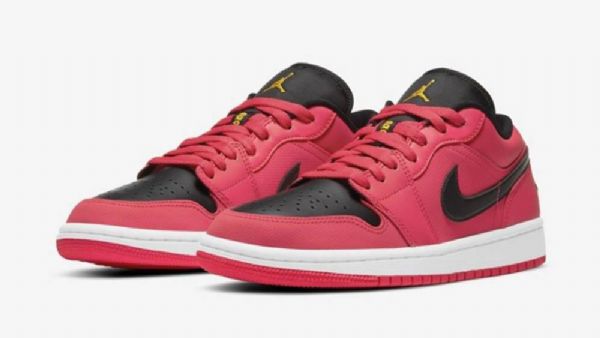 Nike Air Jordan 1 Low Tops Sko Til Mænd Sort Rød Gul