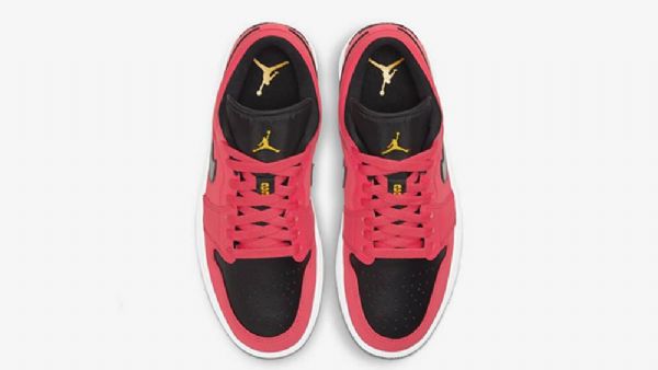 Nike Air Jordan 1 Low Tops Sko Til Mænd Sort Rød Gul
