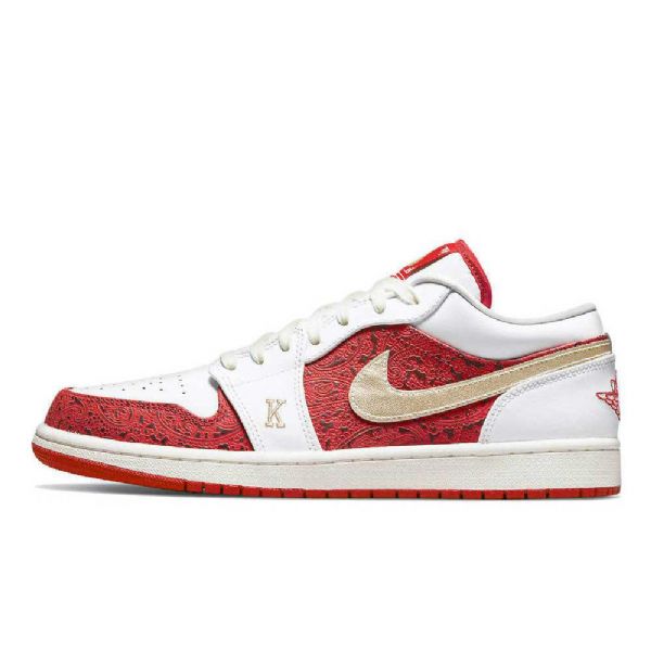 Nike Air Jordan 1 Low Tops Spades Sko Til Damer Hvid Rød