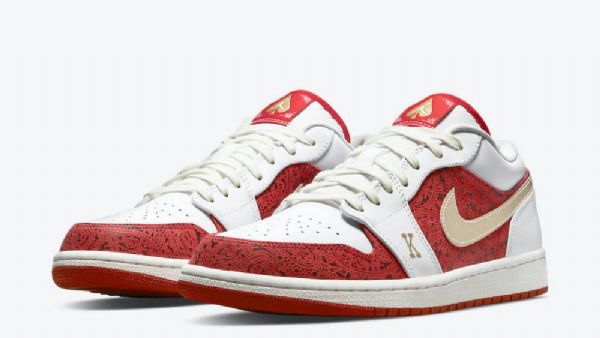 Nike Air Jordan 1 Low Tops Spades Sko Til Damer Hvid Rød