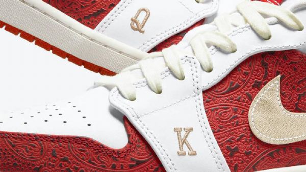 Nike Air Jordan 1 Low Tops Spades Sko Til Damer Hvid Rød