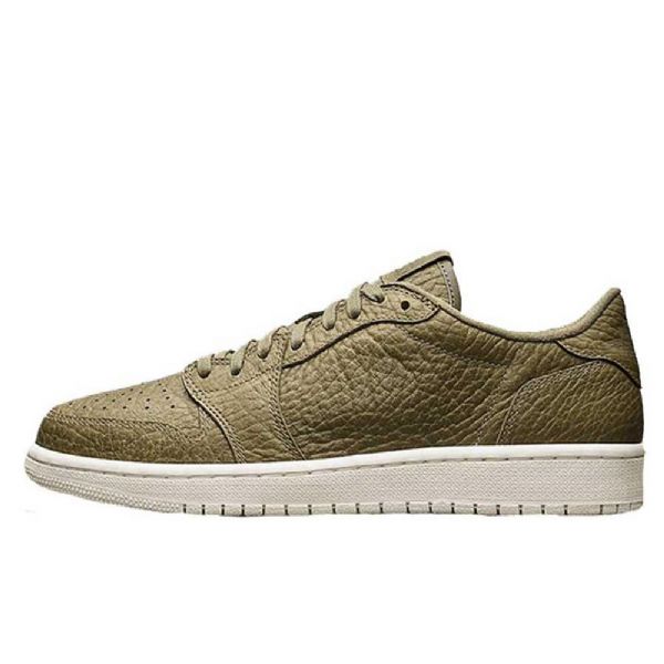 Nike Air Jordan 1 Low Tops Swooshless Sko Til Mænd Olivengrøn
