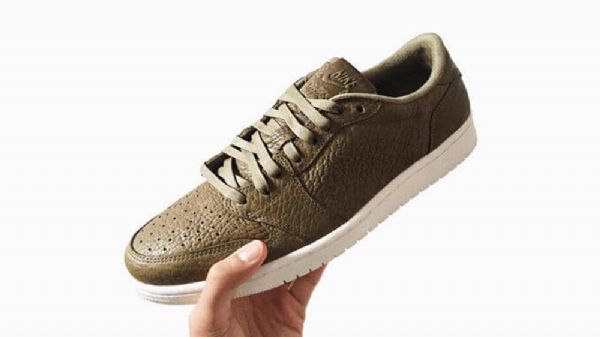 Nike Air Jordan 1 Low Tops Swooshless Sko Til Mænd Olivengrøn