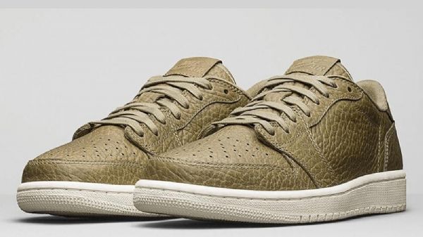 Nike Air Jordan 1 Low Tops Swooshless Sko Til Mænd Olivengrøn