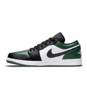 Nike Air Jordan 1 Low Tops Toe Sko Til Damer Grøn Sort Hvid