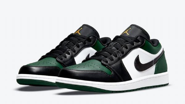 Nike Air Jordan 1 Low Tops Toe Sko Til Damer Grøn Sort Hvid
