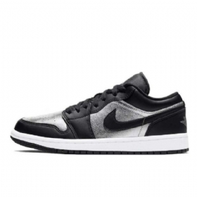 Nike Air Jordan 1 Low Tops Toe Sko Til Damer Sølv Sort