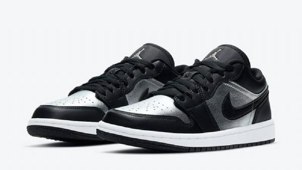 Nike Air Jordan 1 Low Tops Toe Sko Til Damer Sølv Sort