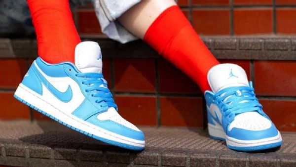 Nike Air Jordan 1 Low Tops Unc Sko Til Damer Blå