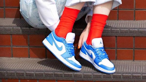 Nike Air Jordan 1 Low Tops Unc Sko Til Mænd Blå
