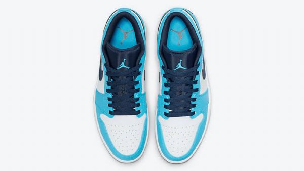 Nike Air Jordan 1 Low Tops Unc Sko Til Mænd Blå Hvid