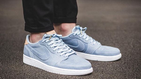 Nike Air Jordan 1 Low Tops Vachetta Tan Sko Til Mænd Blå