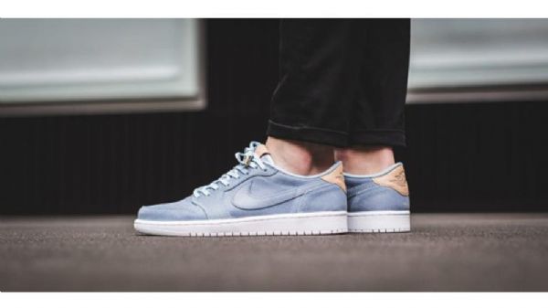 Nike Air Jordan 1 Low Tops Vachetta Tan Sko Til Mænd Blå