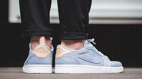 Nike Air Jordan 1 Low Tops Vachetta Tan Sko Til Mænd Blå