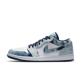 Nike Air Jordan 1 Low Tops Vaskede Sko Til Mænd Blå