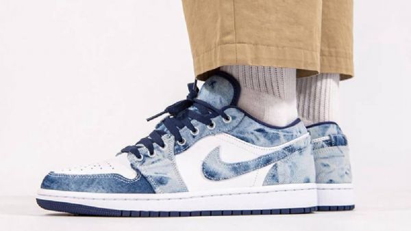 Nike Air Jordan 1 Low Tops Vaskede Sko Til Mænd Blå