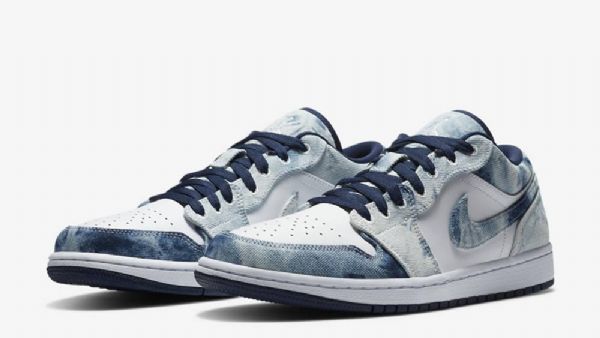 Nike Air Jordan 1 Low Tops Vaskede Sko Til Mænd Blå