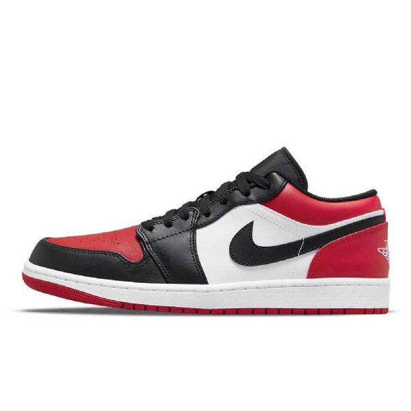 Nike Air Jordan 1 Low Tops Wide Toe Sko Til Mænd Sort Rød Hvid