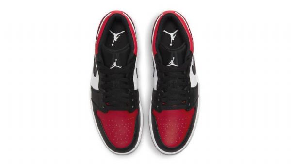 Nike Air Jordan 1 Low Tops Wide Toe Sko Til Mænd Sort Rød Hvid