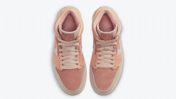 Nike Air Jordan 1 Mid Tops Abrikossko Til Damer Orange