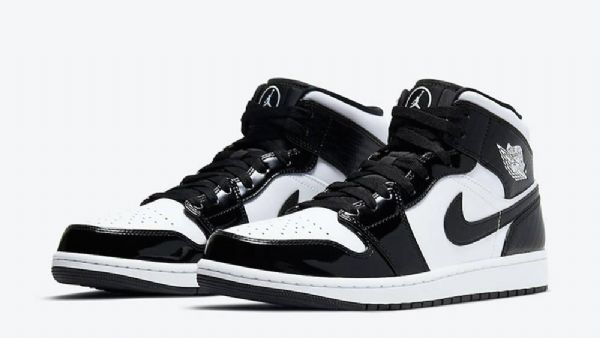 Nike Air Jordan 1 Mid Tops All Star Carbon Fiber Sko Til Mænd Sort Hvid