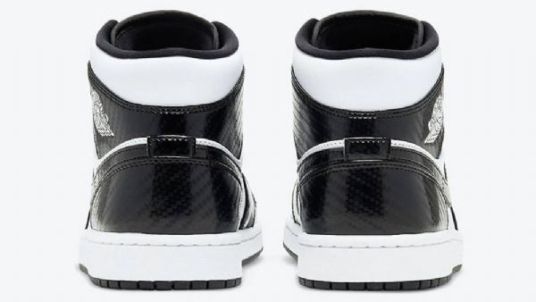 Nike Air Jordan 1 Mid Tops All Star Carbon Fiber Sko Til Mænd Sort Hvid