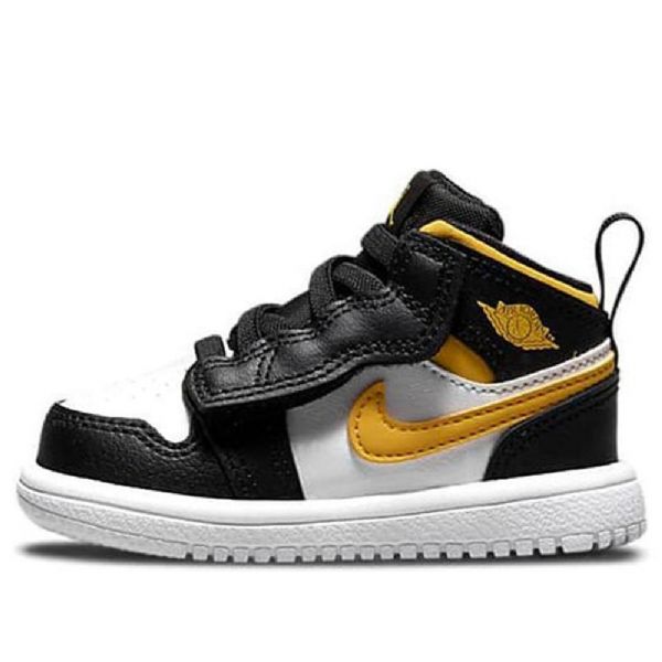 Nike Air Jordan 1 Mid Tops Alle Sko Til Børn Sort Hvidguld