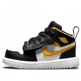 Nike Air Jordan 1 Mid Tops Alle Sko Til Børn Sort Hvidguld