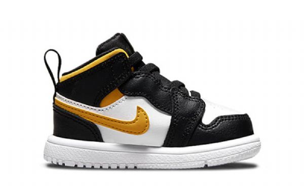 Nike Air Jordan 1 Mid Tops Alle Sko Til Børn Sort Hvidguld