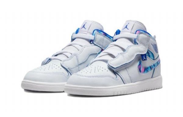 Nike Air Jordan 1 Mid Tops Alt Se Td Sko Til Børn Hvid Blå