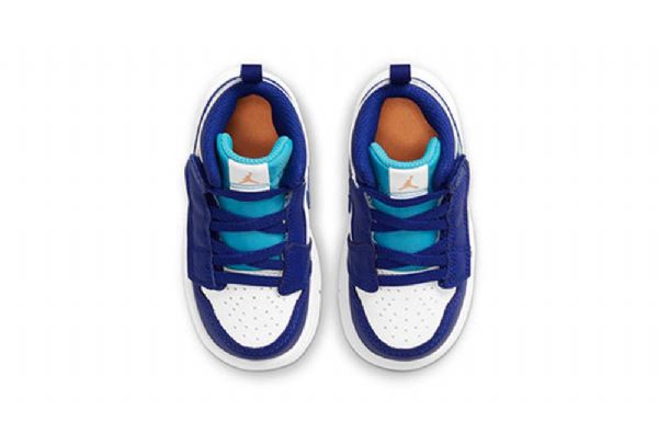 Nike Air Jordan 1 Mid Tops Alt Td Retro Basketball Sko Til Børn Blå Hvid