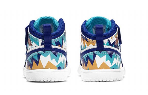 Nike Air Jordan 1 Mid Tops Alt Td Retro Basketball Sko Til Børn Blå Hvid