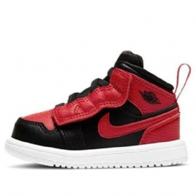 Nike Air Jordan 1 Mid Tops Alt Td Retro Basketball Sko Til Børn Sort Rød