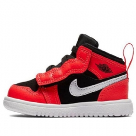Nike Air Jordan 1 Mid Tops Alt Td Retro Mid Tops-top Sko Til Børn Sort Rød