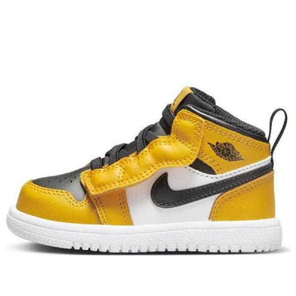 Nike Air Jordan 1 Mid Tops Alt Td Sko Til Børn Gul Hvid
