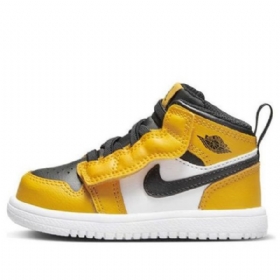 Nike Air Jordan 1 Mid Tops Alt Td Sko Til Børn Gul Hvid