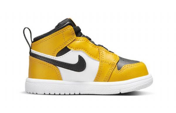 Nike Air Jordan 1 Mid Tops Alt Td Sko Til Børn Gul Hvid