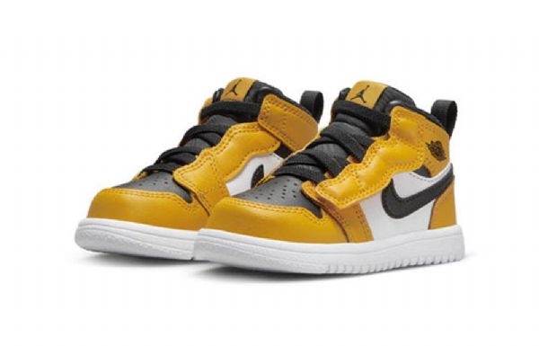 Nike Air Jordan 1 Mid Tops Alt Td Sko Til Børn Gul Hvid