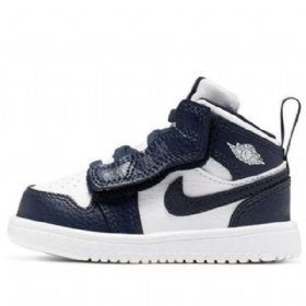 Nike Air Jordan 1 Mid Tops Alt Td Sko Til Børn Mørkeblå Hvid