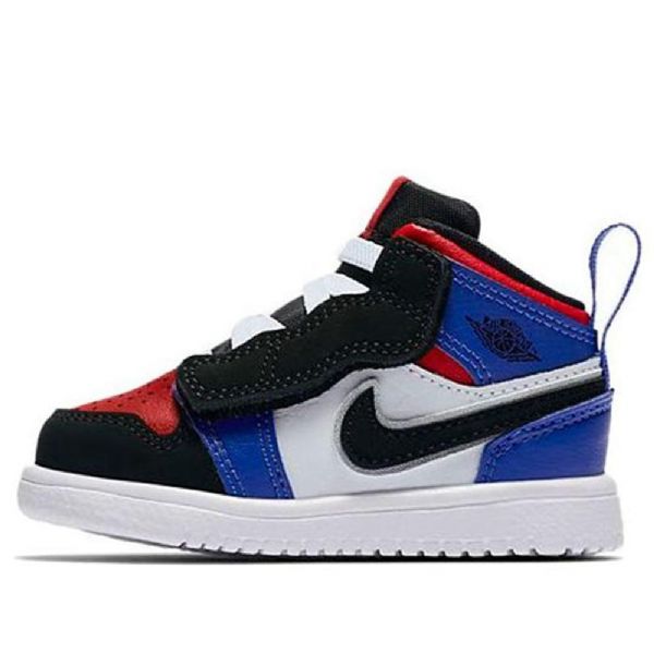 Nike Air Jordan 1 Mid Tops Alt Td Sko Til Børn Sort Blå Hvid