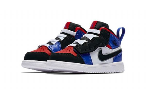 Nike Air Jordan 1 Mid Tops Alt Td Sko Til Børn Sort Blå Hvid